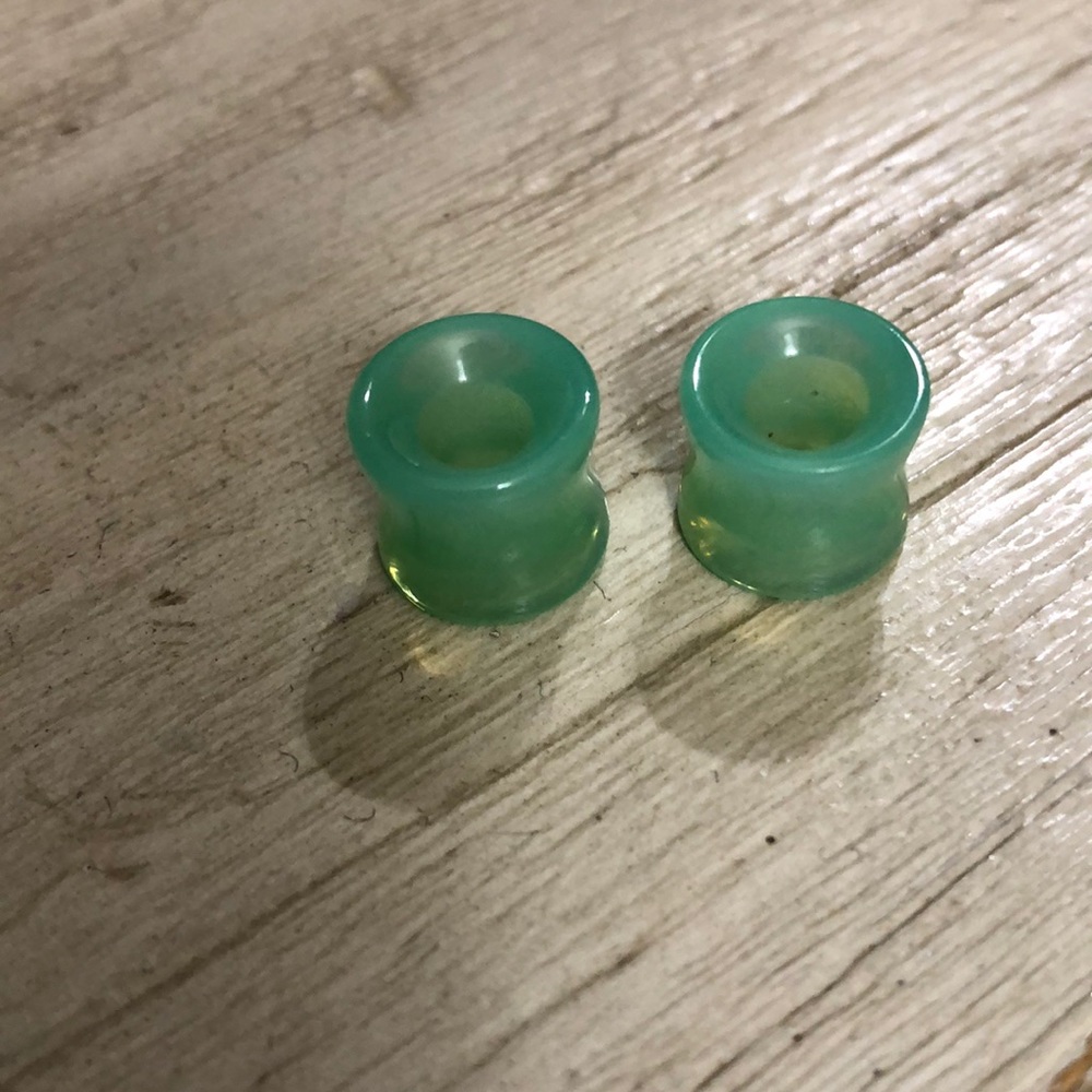 Opalite glass tunnels body jewelry